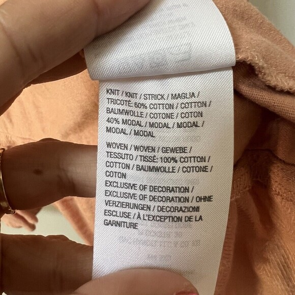 LOGO Lori Goldstein Cotton Cardigan Womens Large Chiffon Smocking Tea Rose Open - Picture 6 of 14